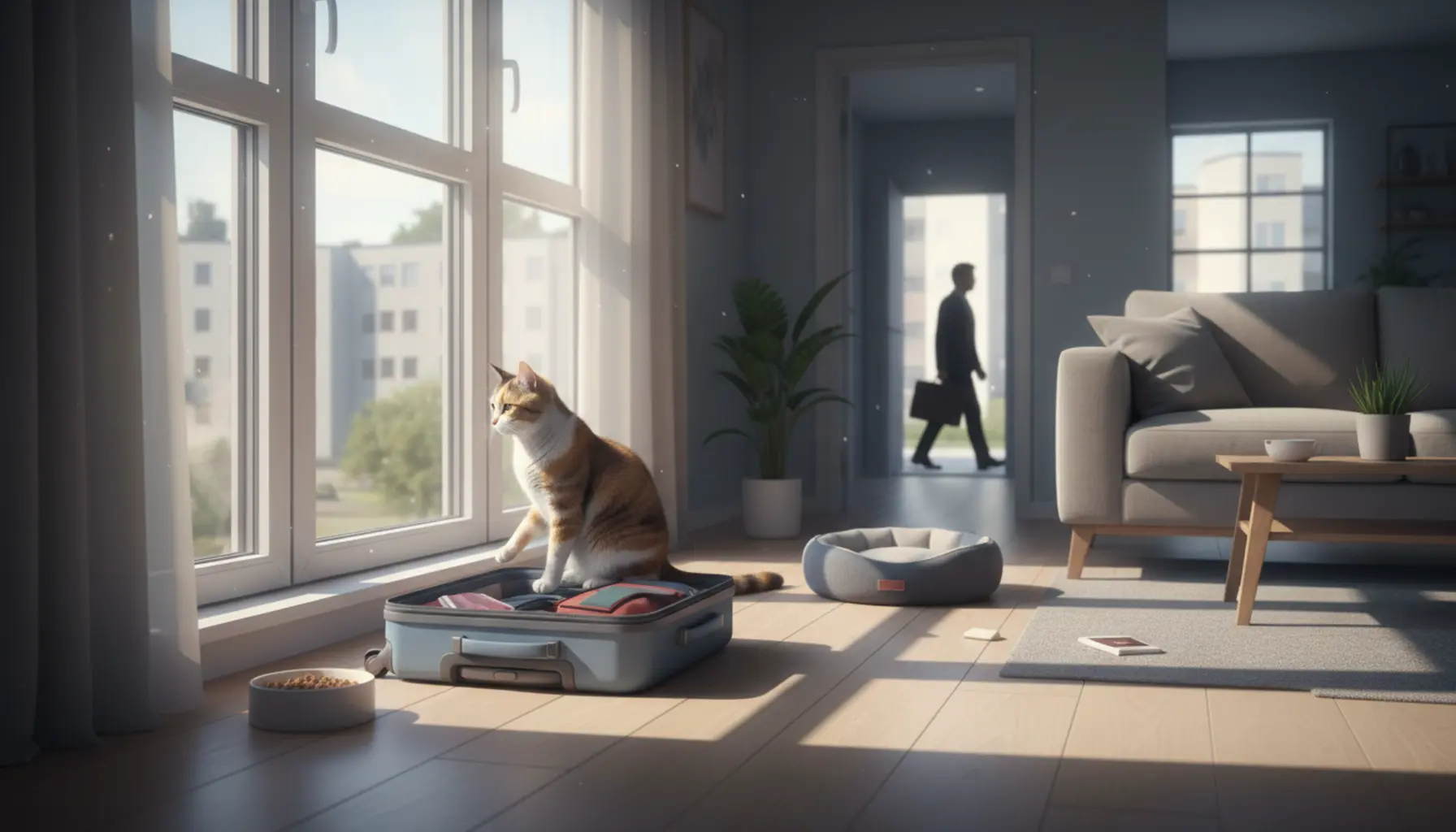 Cat showing longing for its owner, signs and emotional support