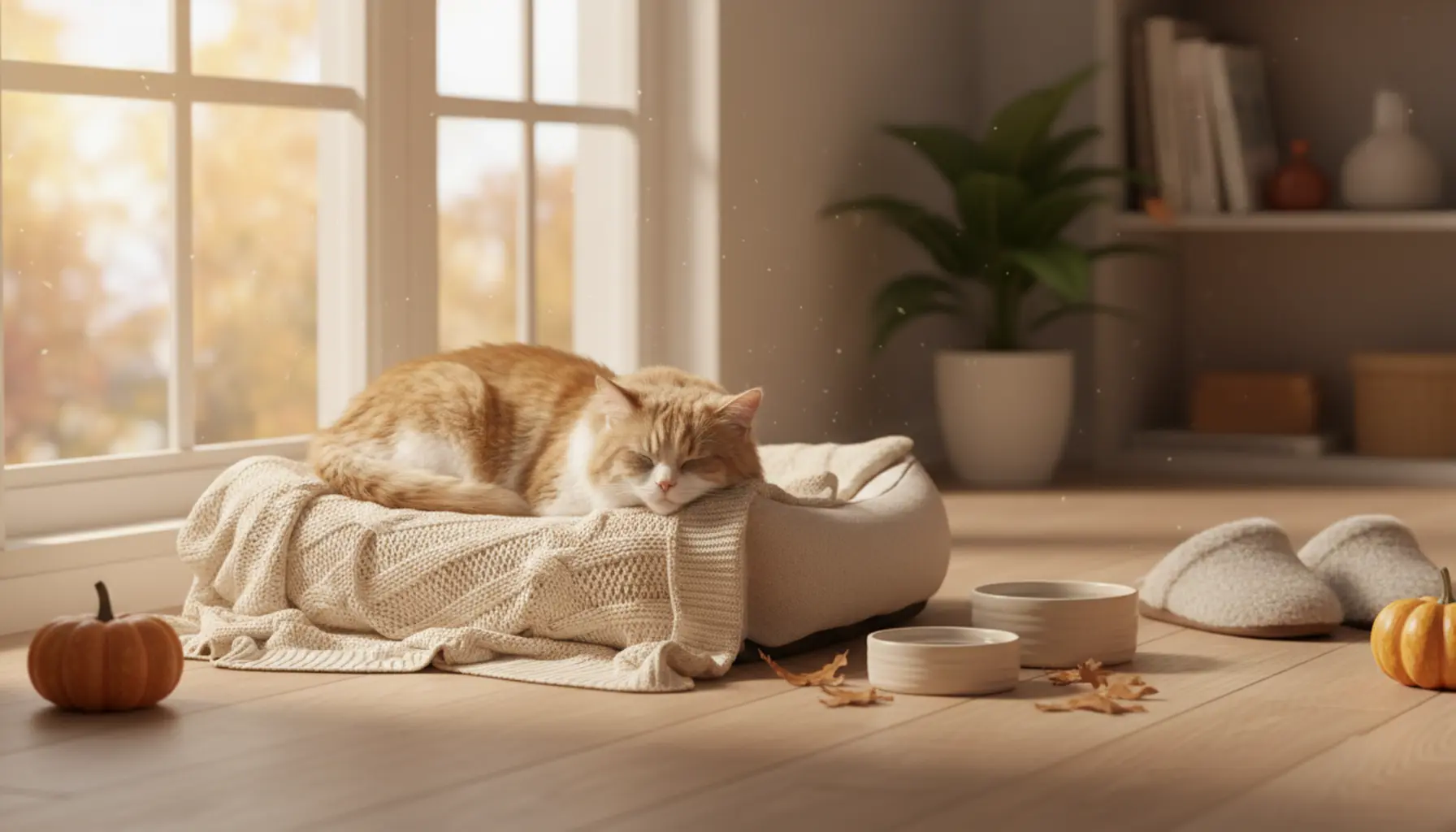 Kot senior leży na miękkiej poduszce, opieka i zdrowie kota seniora