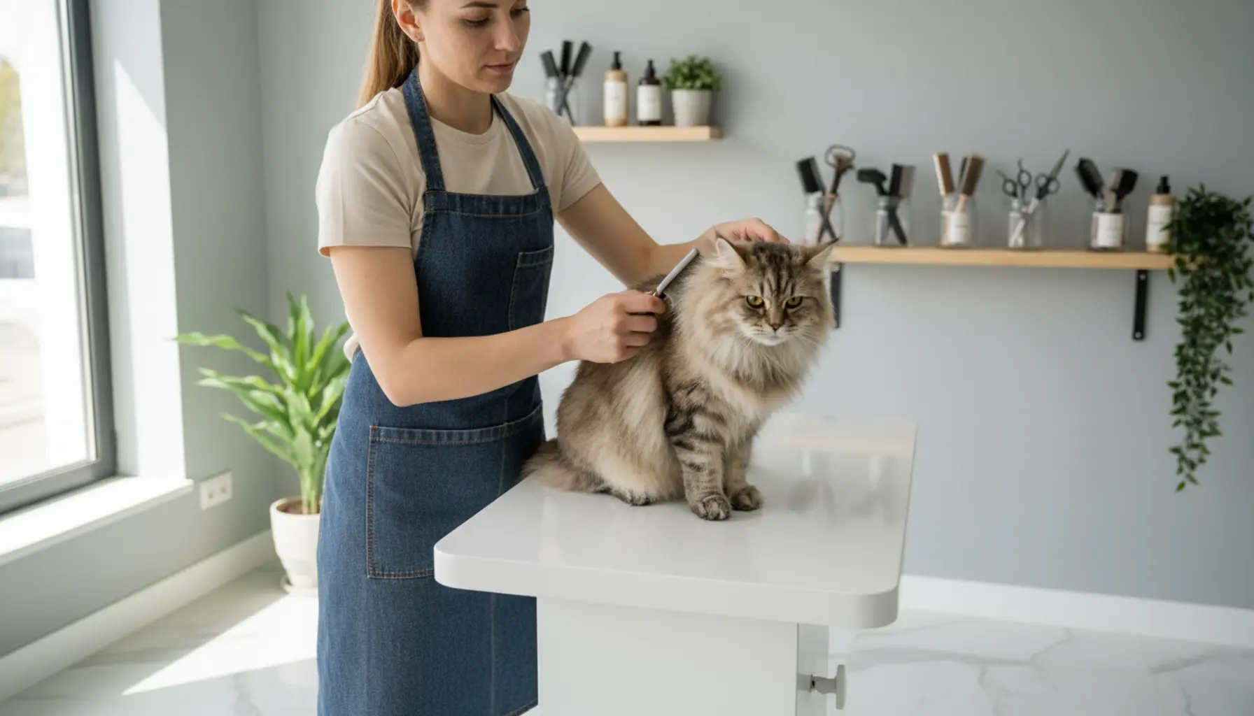 Cat groomer key for a healthy coat and pet comfort