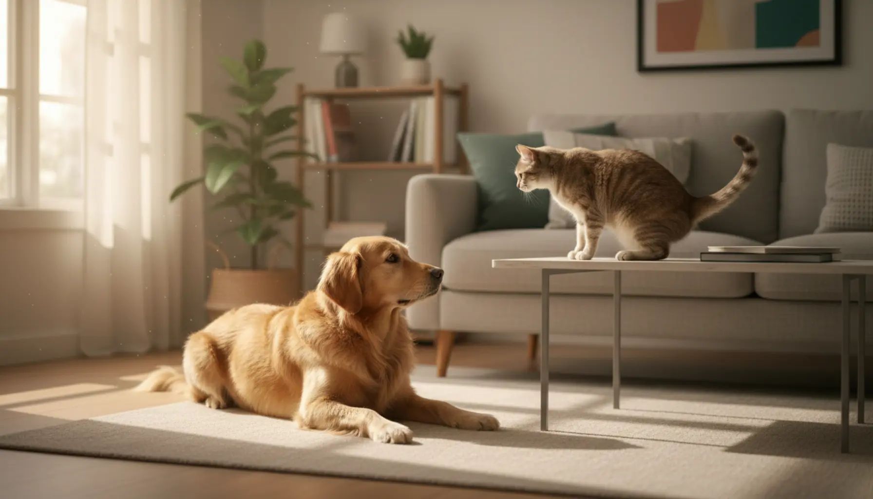 Step-by-step integration of a cat and dog at home