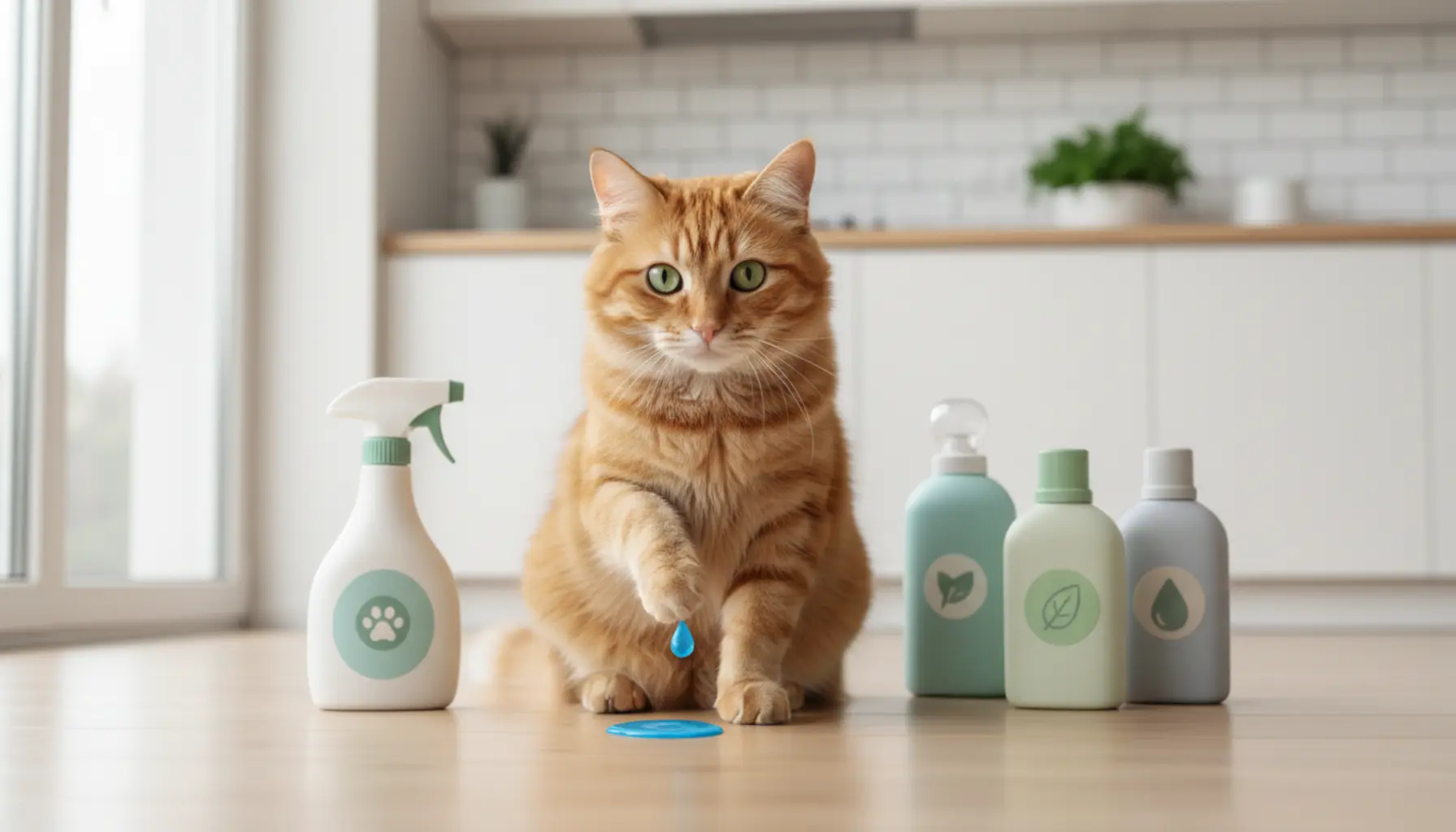 Safe cleaning products for cats on household surfaces