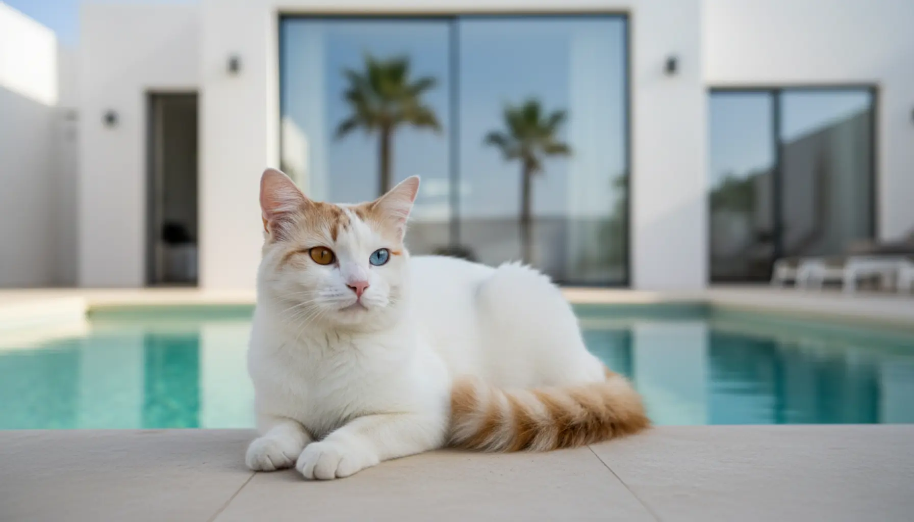 Turkish Van swimming cat, breed features and coat care